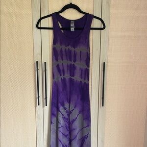 Purple and Gray Tie-Dye Maxi Dress